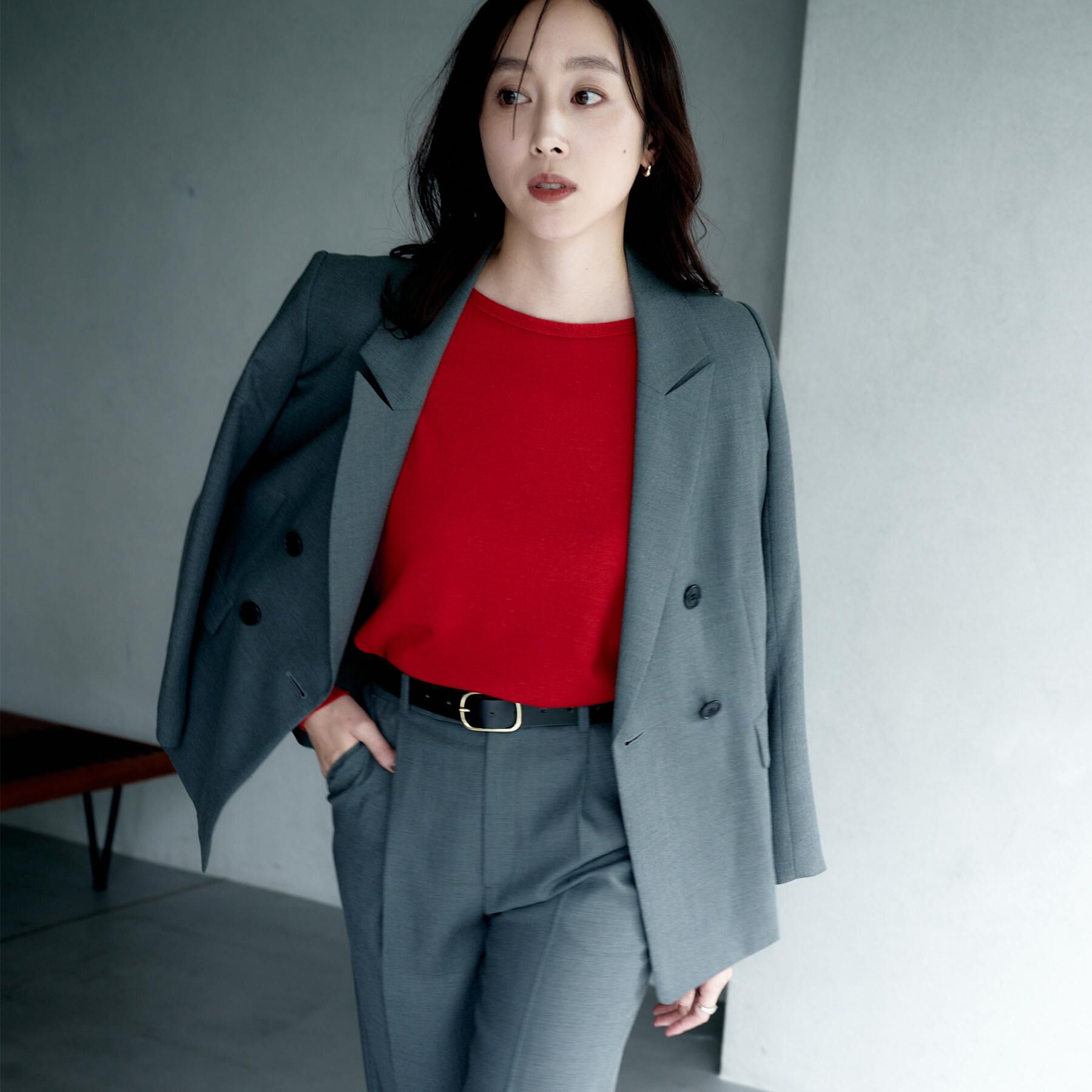 UNTITLED「【セットアップ可】ウールライク ダブルブレストジャケット」|テーラードジャケット|チャコールグレー(0