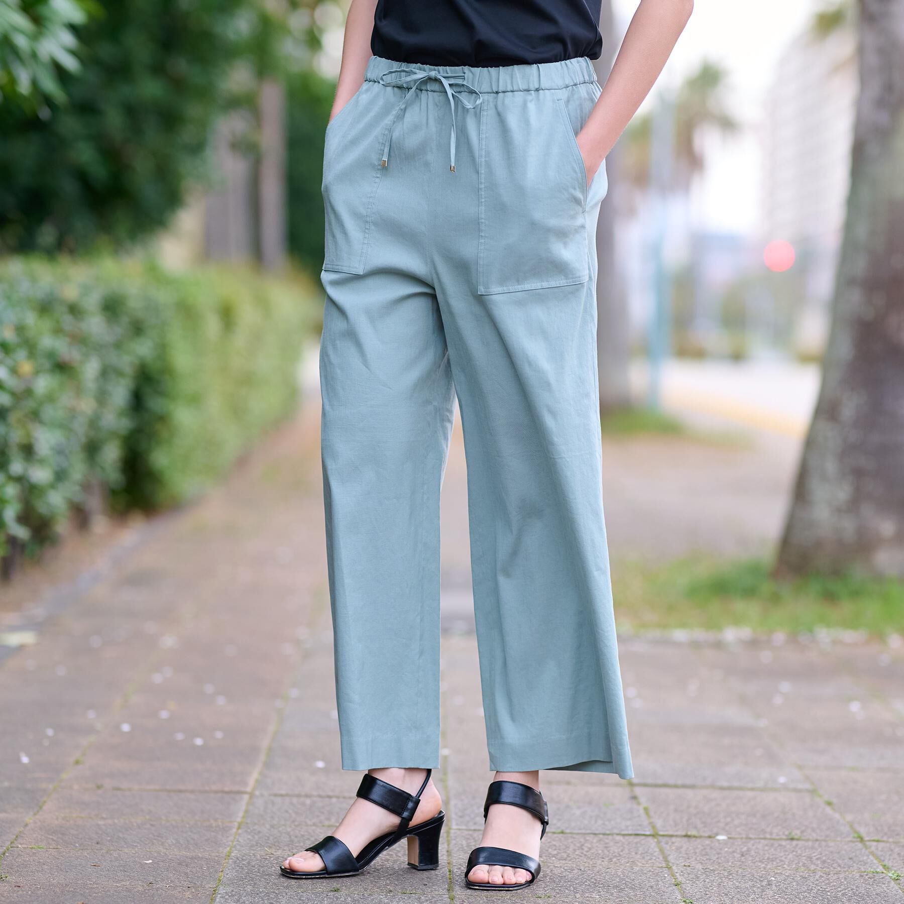 DRESSTERIOR「【接触冷感/洗える/ウエストゴム】ウォッシャブルリネンイージーワイドパンツ」|その他|