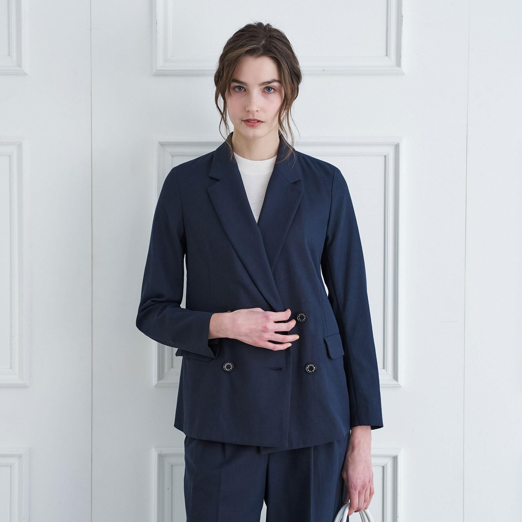 DRESSTERIOR「【セットアップ/可吸水速乾/ウォッシャブル】リネンブレンドオックスダブルジャケット」|テーラードジャケット|