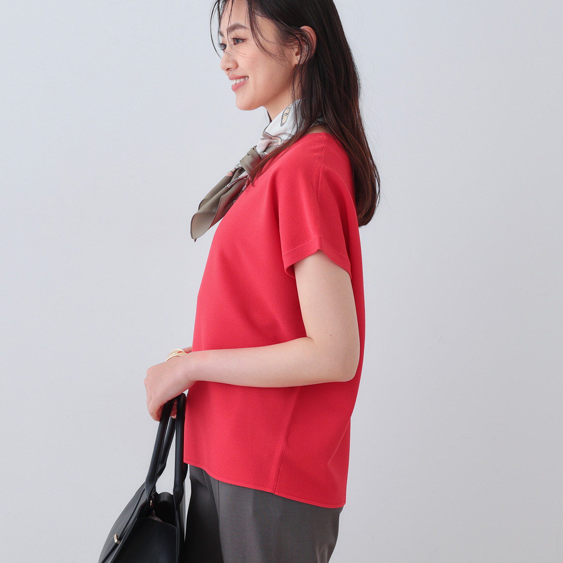 INDIVI「新色登場！【洗える／清涼感】レーヨンストレッチ フレンチスリーブニット」|ニット・セーター|