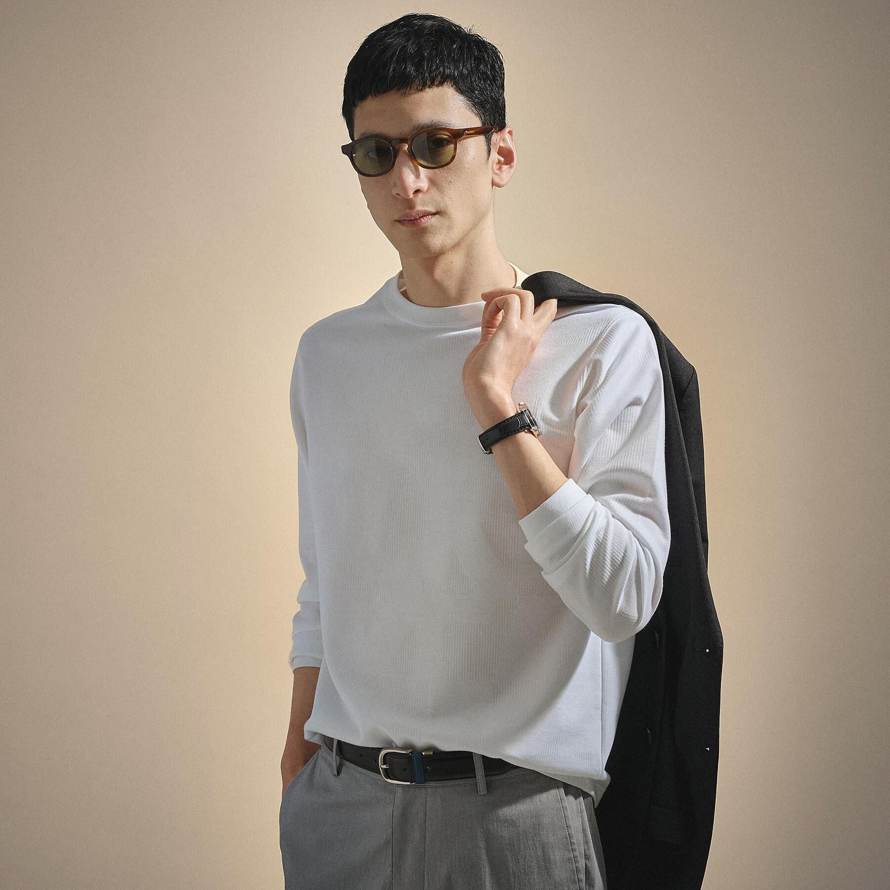 TAKEO KIKUCHI「【尾州ファブリック】ジャカードカットソー」|Tシャツ・カットソー|ホワイト(001)