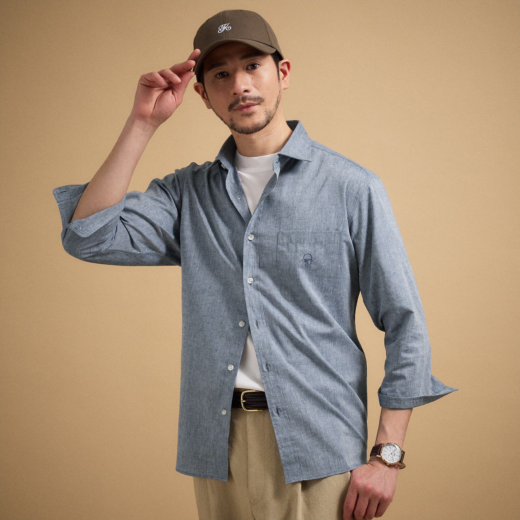 TAKEO KIKUCHI「ハイブリッド リネン 七分袖シャツ」|シャツ・ブラウス|