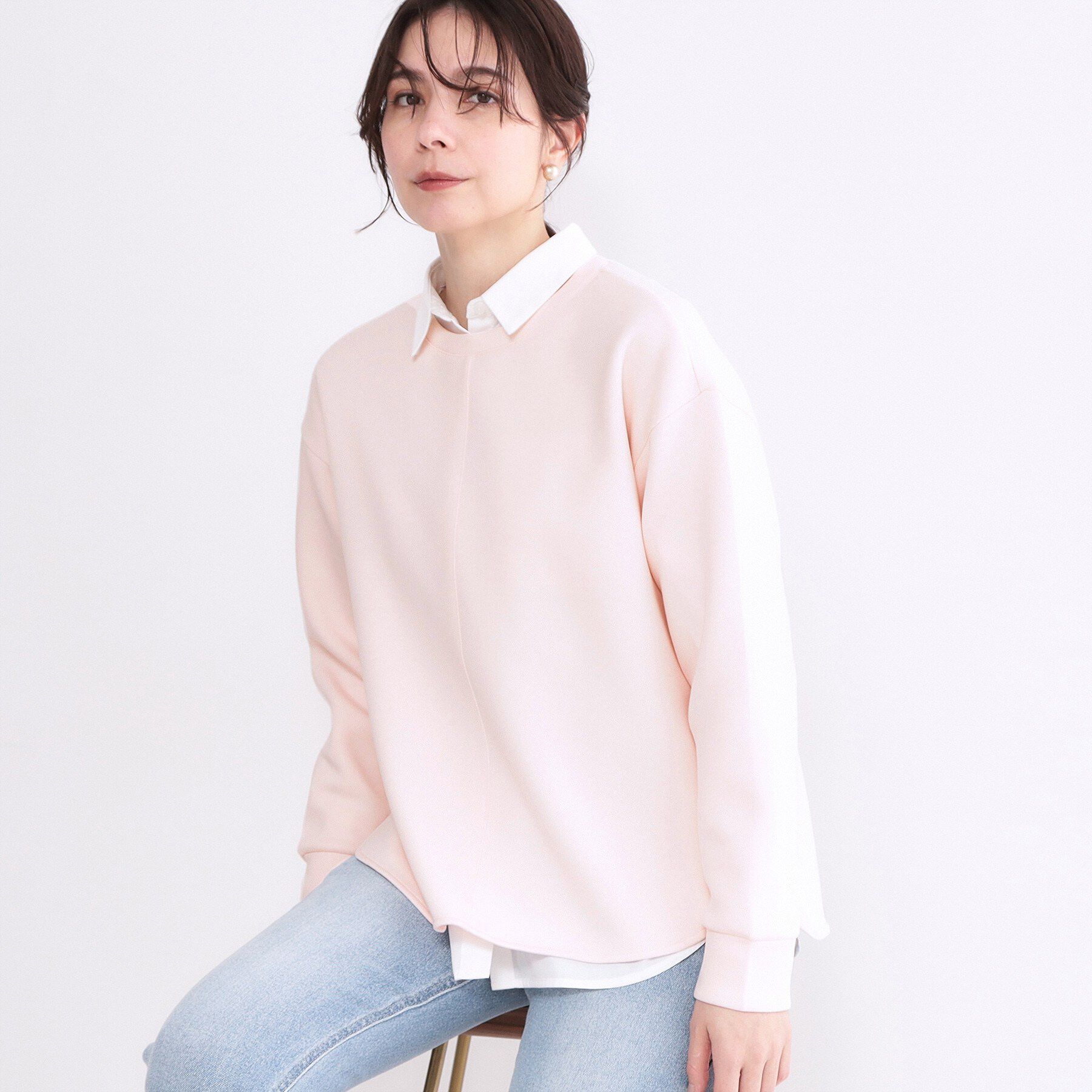 OPAQUE.CLIP「リラクシーボリュームスリーブトップス【洗濯機OK】」|Tシャツ・カットソー|ライトピンク(070