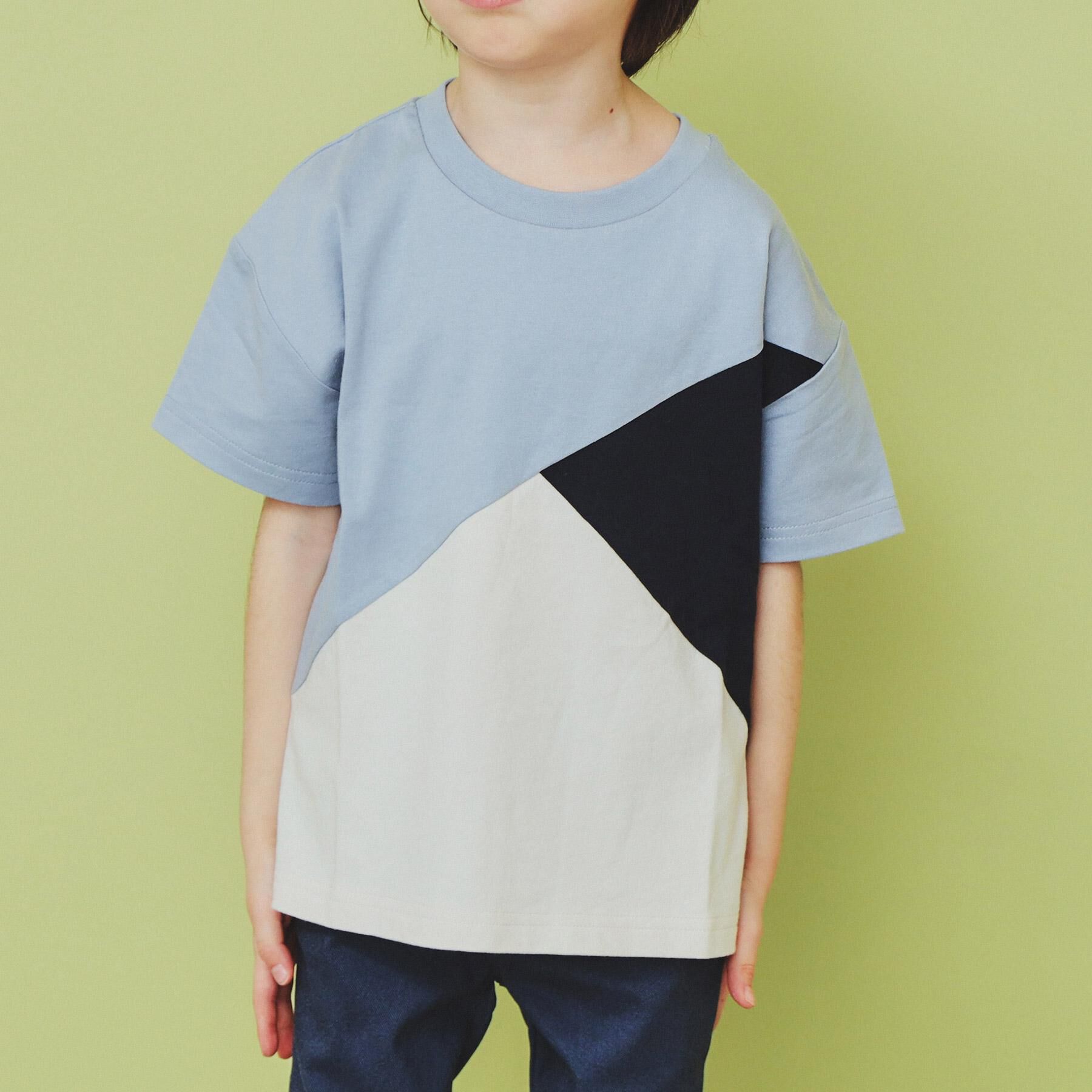 THE SHOP TK「【110－160】斜め切替配色Tシャツ/洗濯機OK」|Tシャツ・カットソー|
