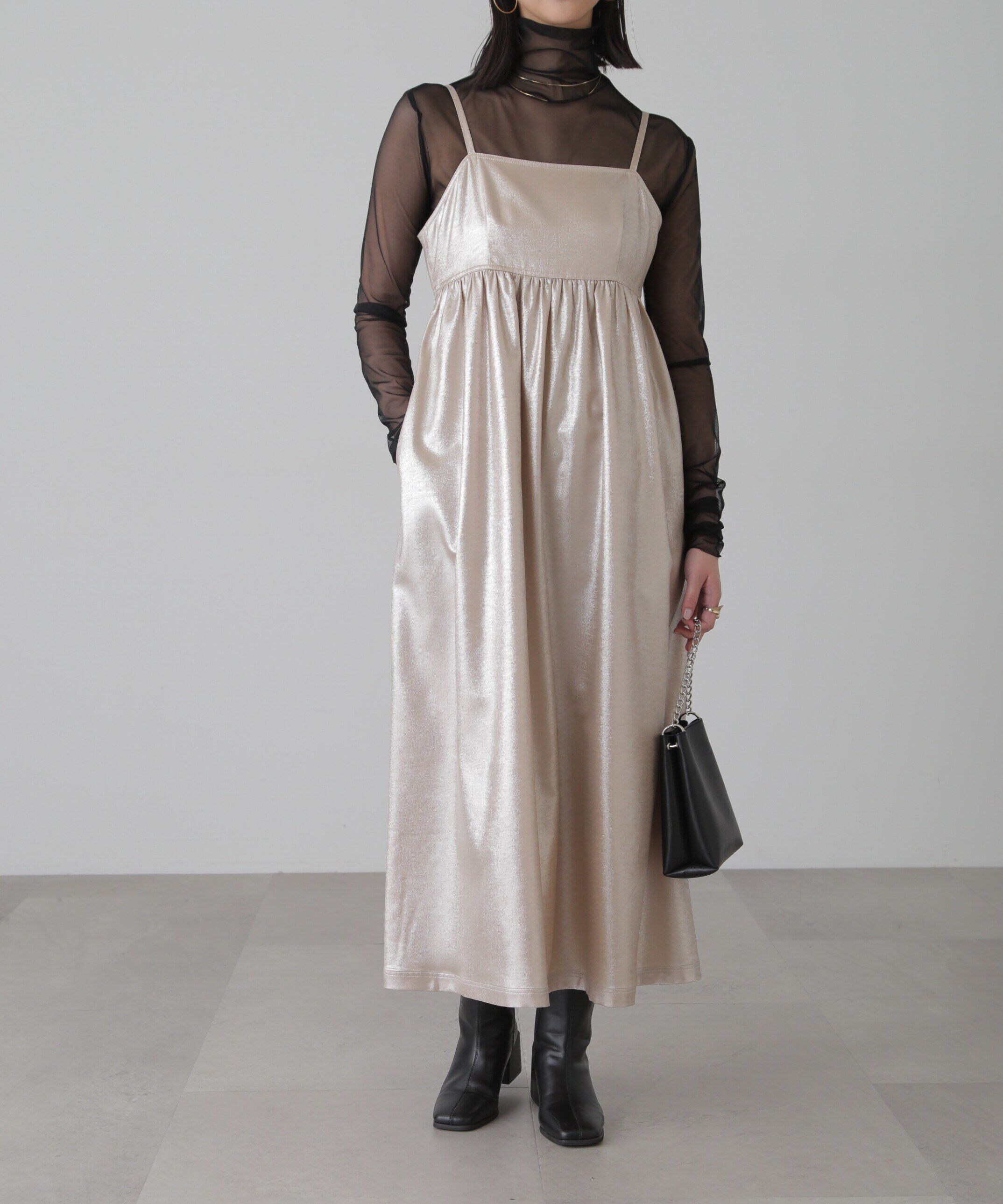  「バックオープンフレアマキシキャミワンピース」|ワンピース|