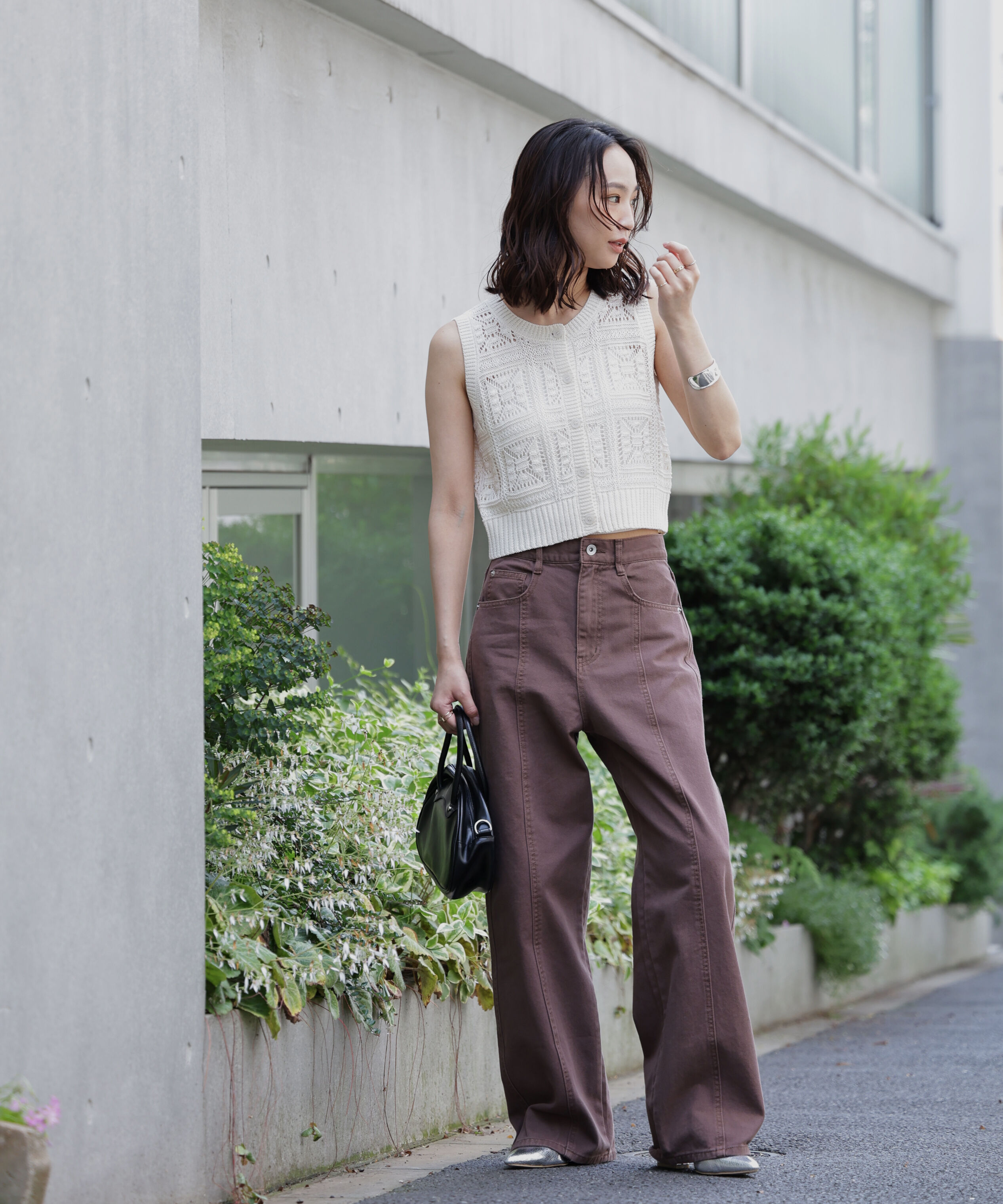  「前後2wayクロッシェニットベスト」|ニット・セーター|