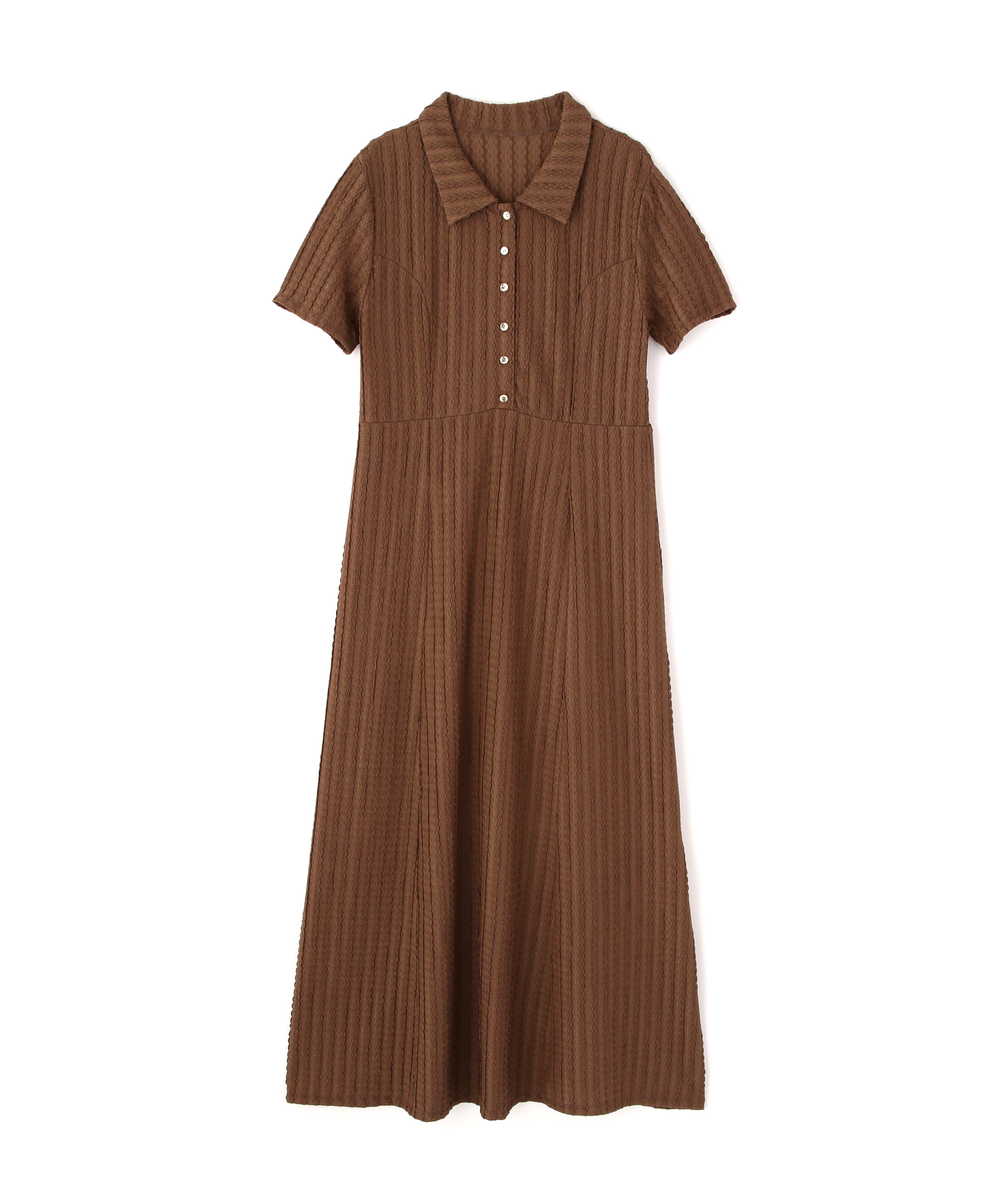  「金ボタンカットジャガードポロワンピース」|ワンピース|