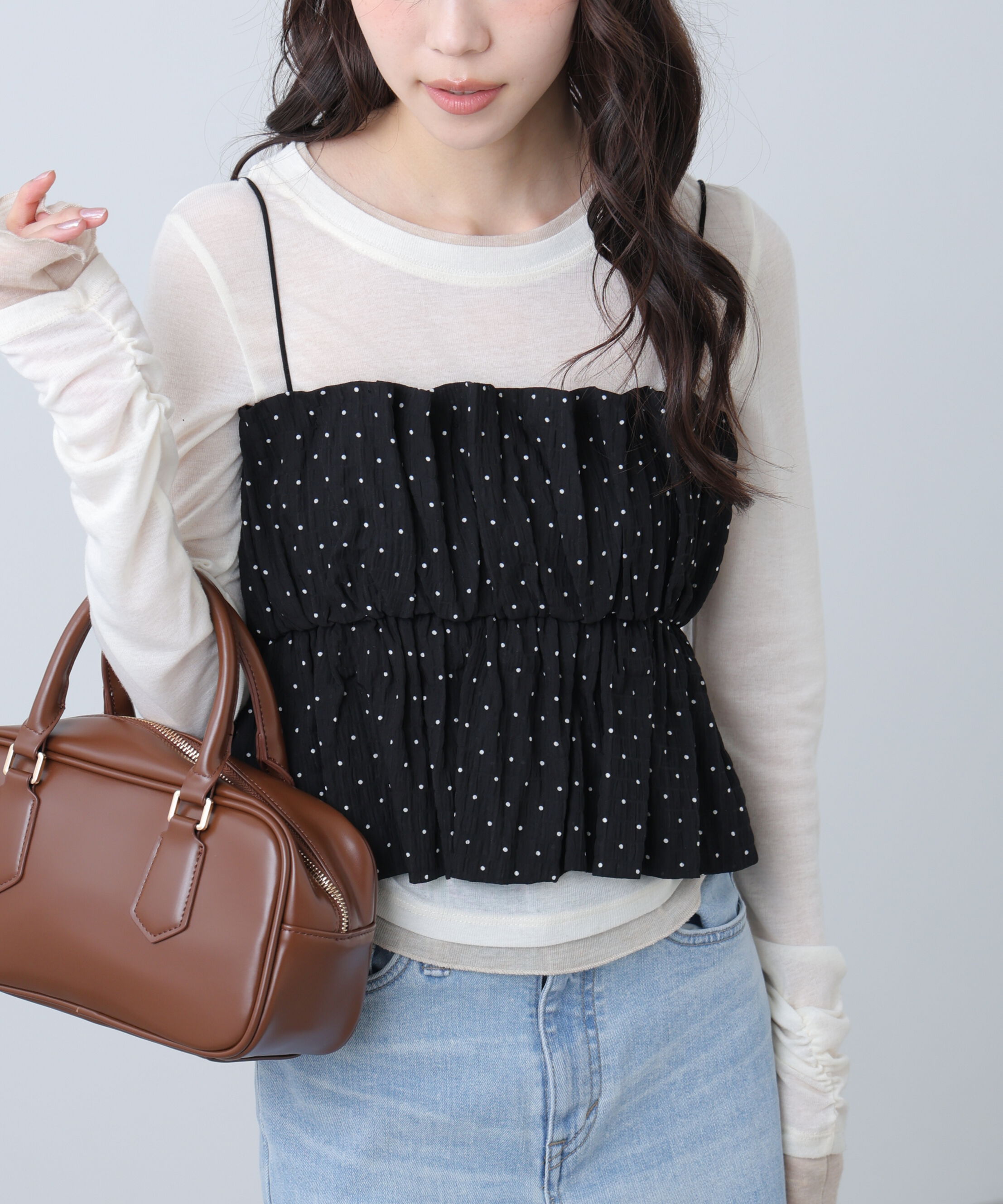  「シャイニーキャミソールビスチェ」|シャツ・ブラウス|ブラックベー 1