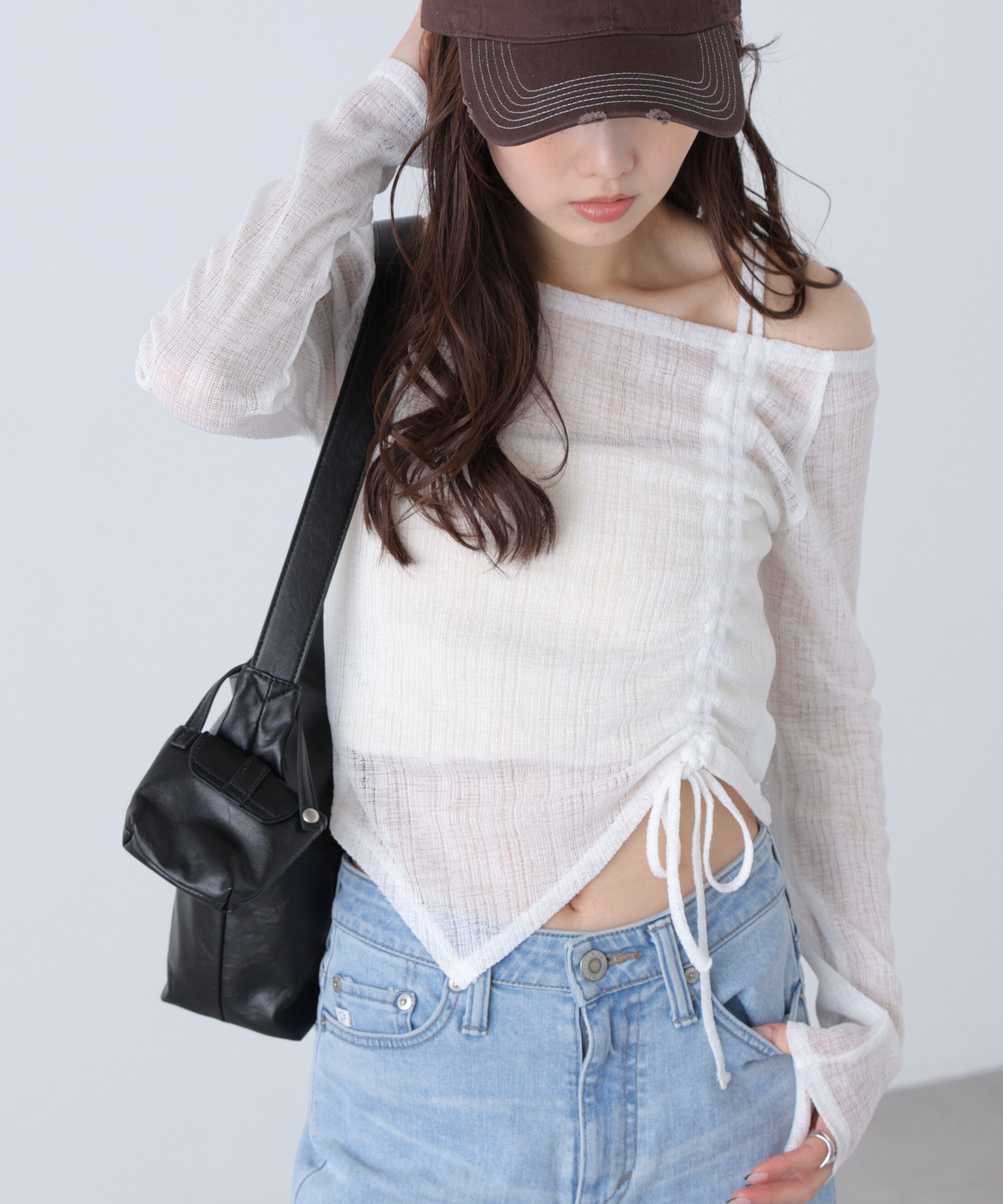  「シアーストライプワンショルシャーリングカットソー」|Tシャツ・カットソー|