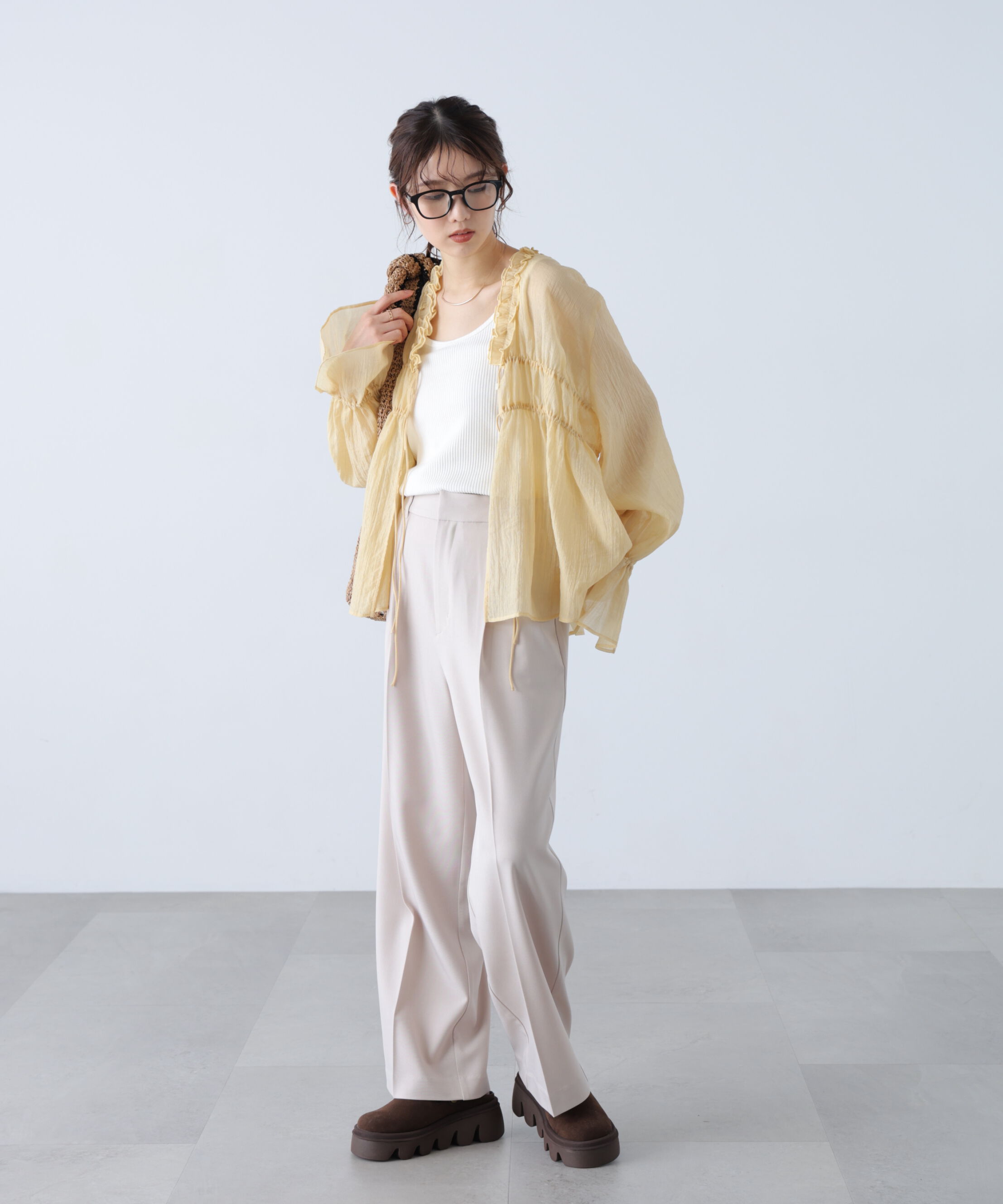  「ﾜﾝﾀｯｸﾜｲﾄﾞﾊﾟﾝﾂ[切らずに履ける身長別ｻｲｽﾞ/低身長/高身 」|その他|