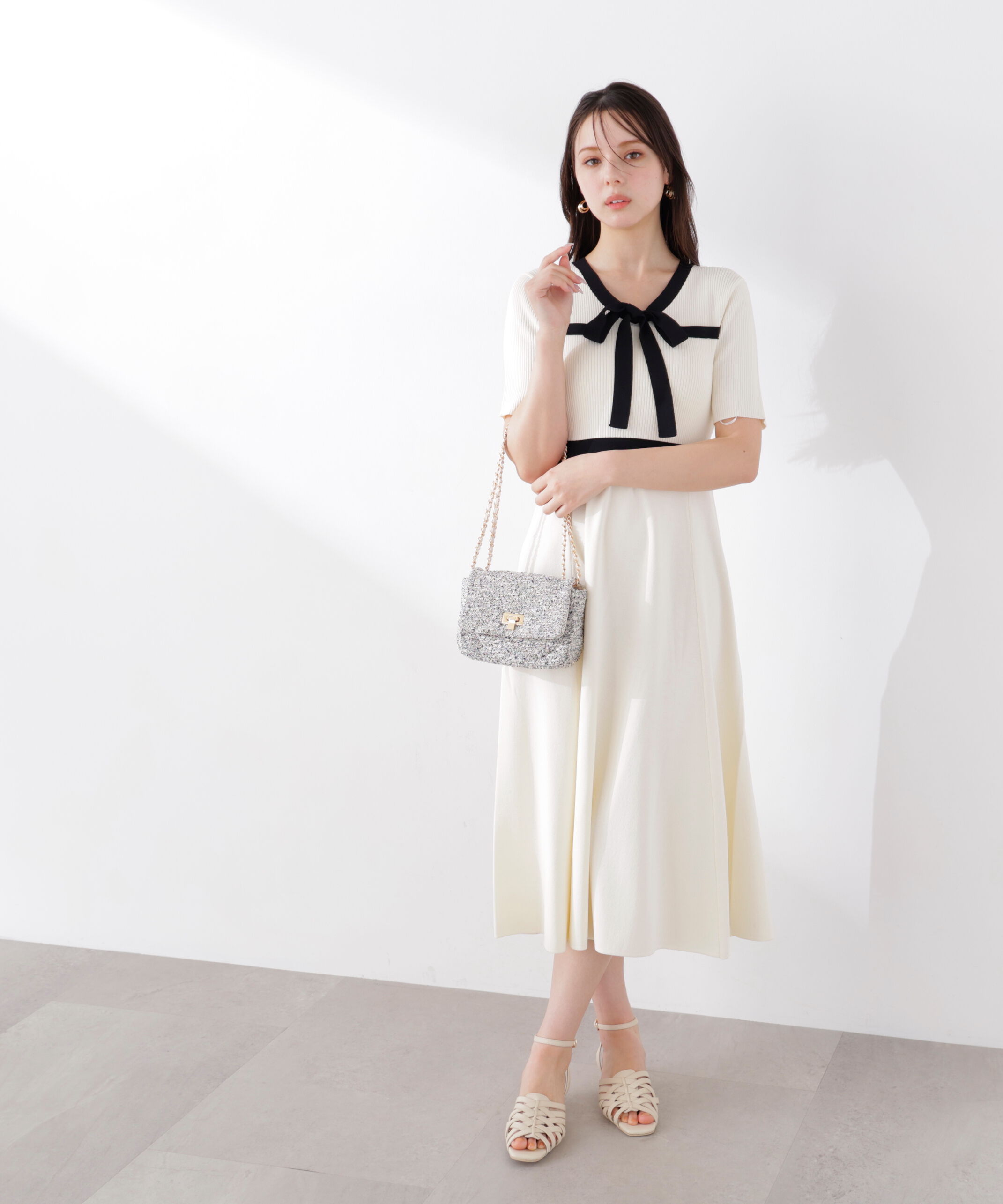 PROPORTION BODY DRESSING「リボンタイバイカラーニットワンピース　26SS」|ワンピース|