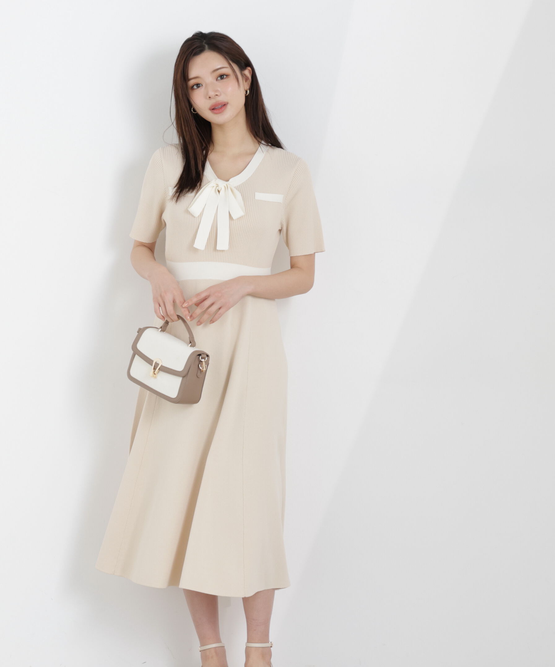 PROPORTION BODY DRESSING「リボンタイバイカラーニットワンピース　26SS」|ワンピース|