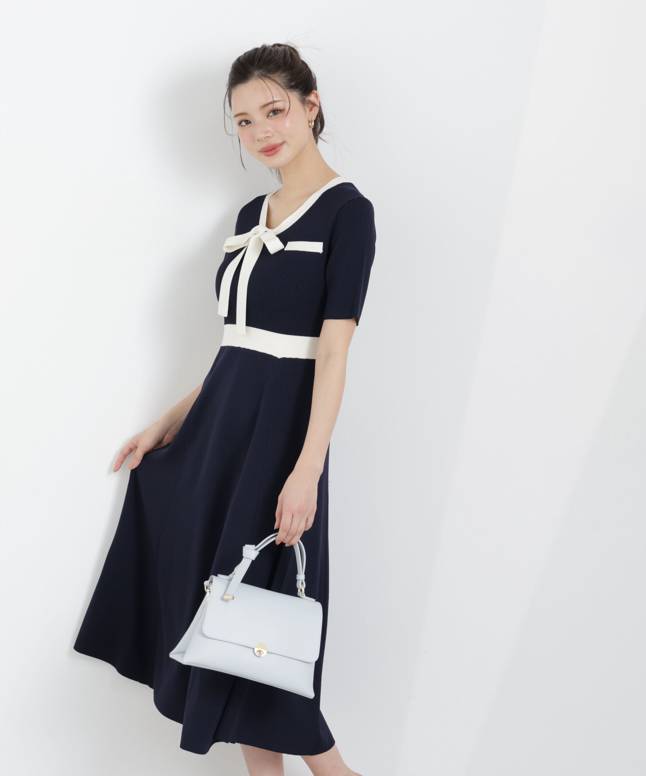 PROPORTION BODY DRESSING「リボンタイバイカラーニットワンピース　26SS」|ワンピース|