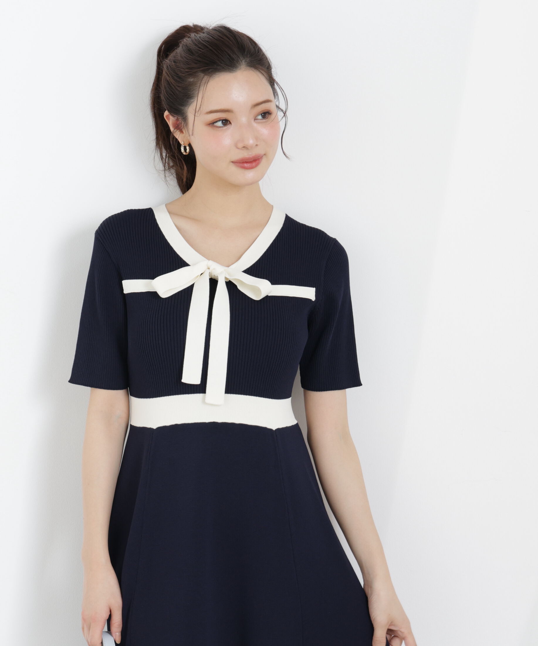 PROPORTION BODY DRESSING「リボンタイバイカラーニットワンピース　26SS」|ワンピース|