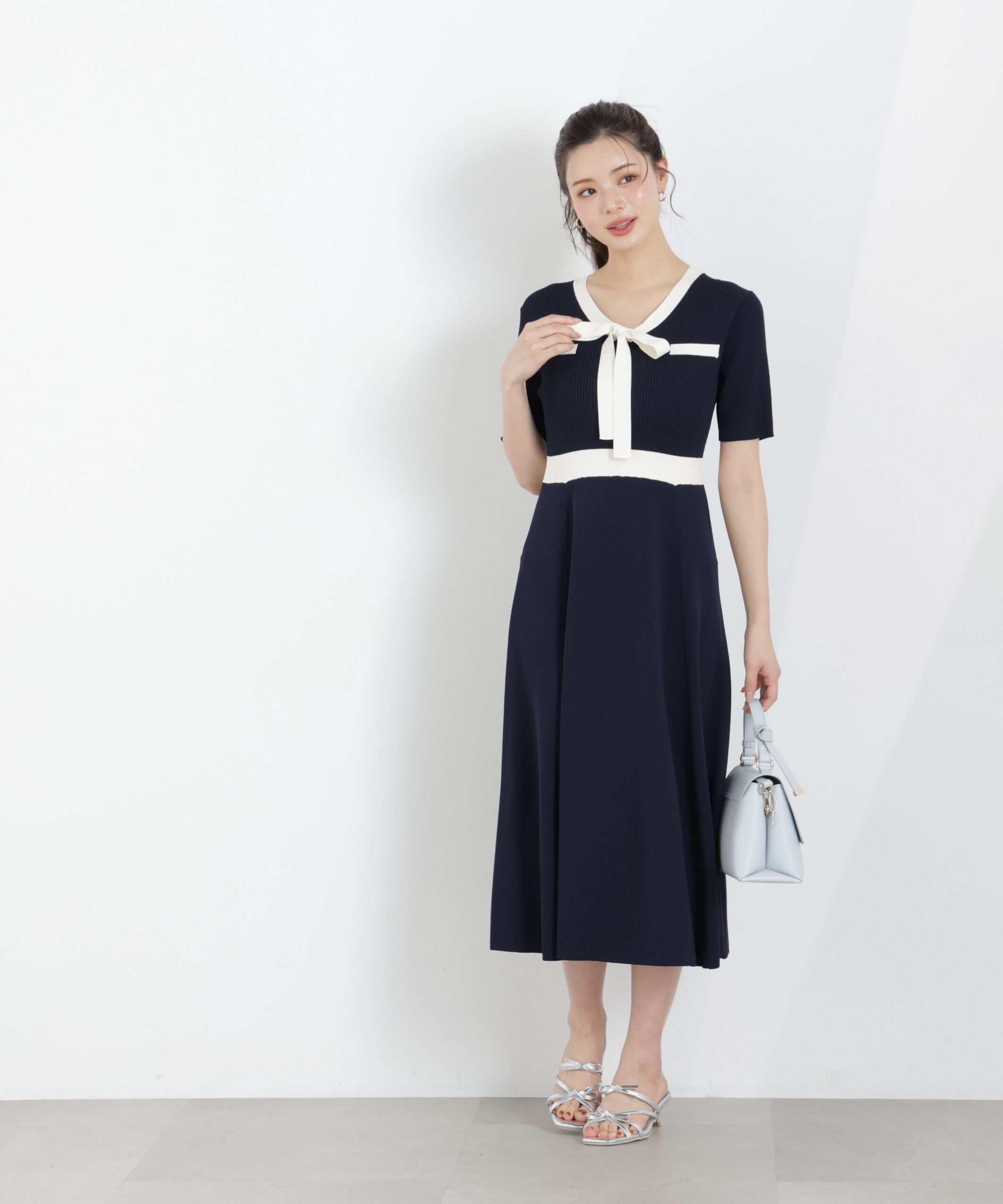 PROPORTION BODY DRESSING「リボンタイバイカラーニットワンピース　26SS」|ワンピース|