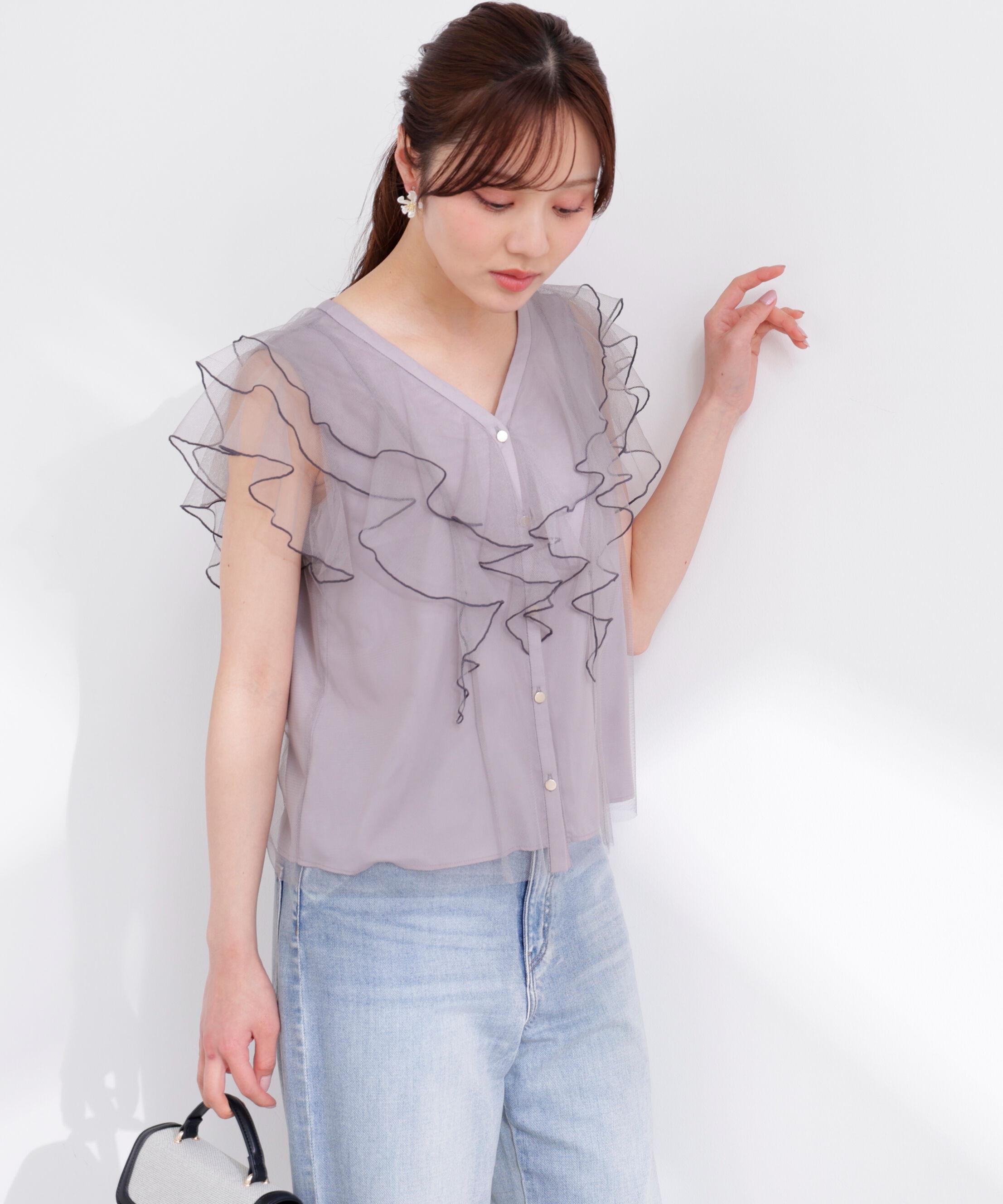 PROPORTION BODY DRESSING「チュールラッフルブラウス 26SS」|シャツ・ブラウス|