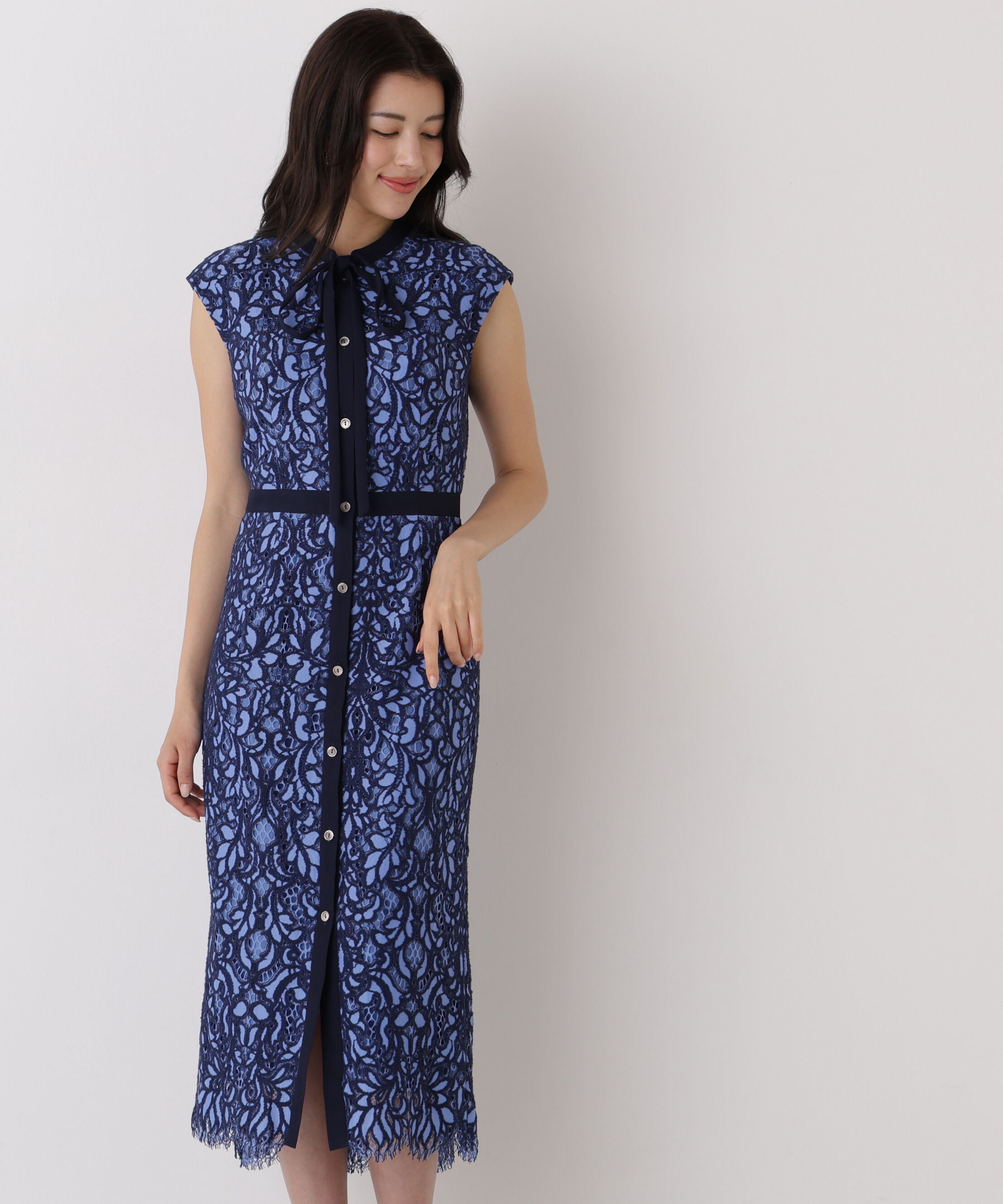  「バックマーメイドレースワンピース」|ワンピース|ブルー