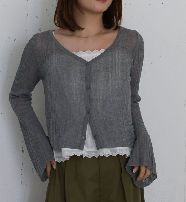 archives「コンパクトシアーＣＤ&times;コットンレースタックキャミＳＥＴ」|カーディガン|GRAY