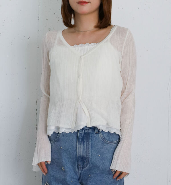 archives「コンパクトシアーＣＤ&times;コットンレースタックキャミＳＥＴ」|カーディガン|IVORY