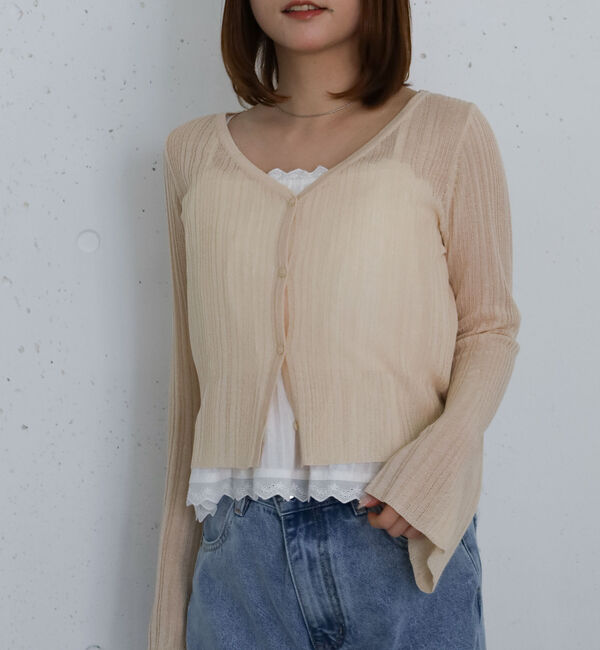 archives「コンパクトシアーＣＤ&times;コットンレースタックキャミＳＥＴ」|カーディガン|PINK BEIGE