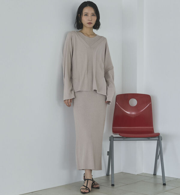 Doux archives「ＶネックニットＳＥＴリブワンピース」|ワンピース|