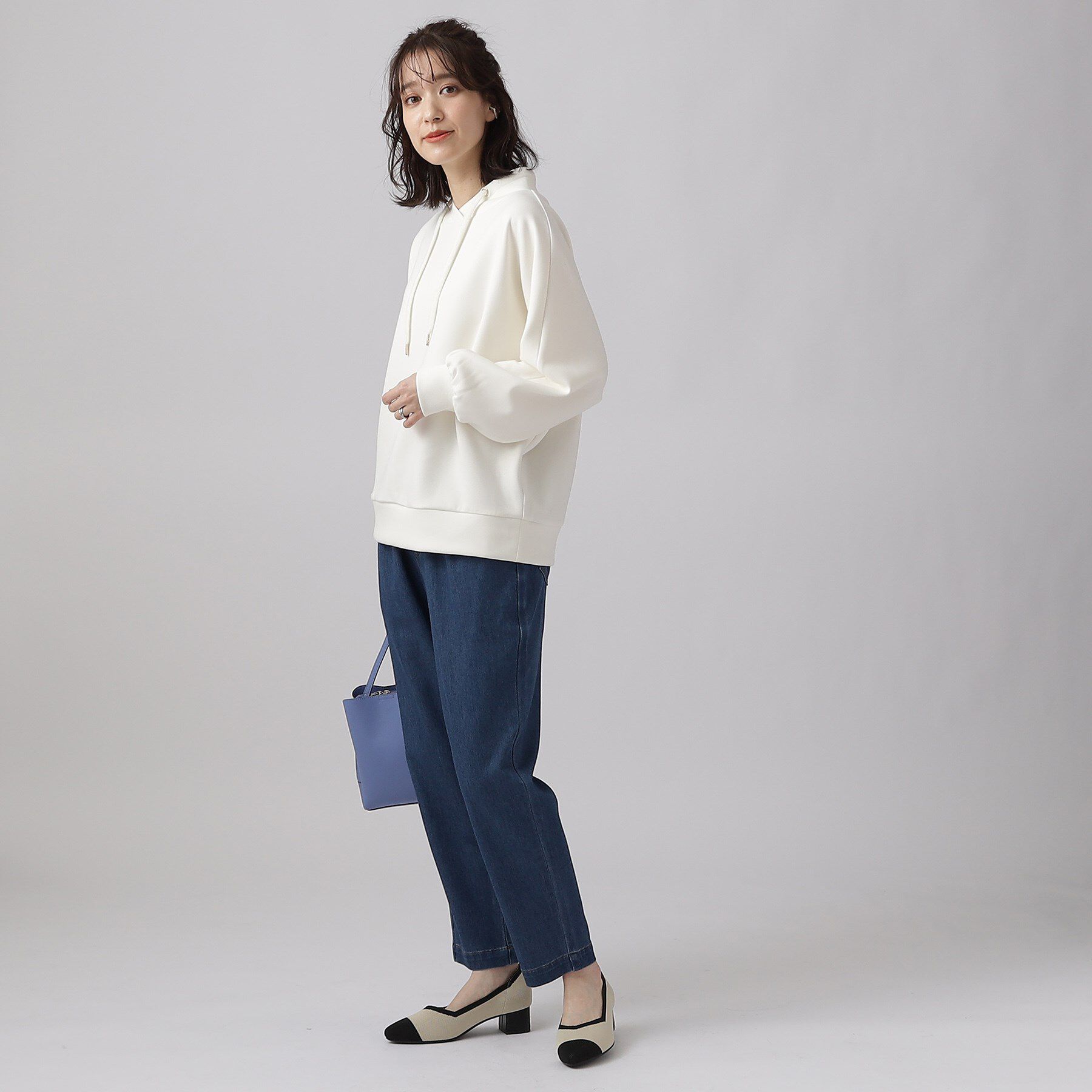 SHOO･LA･RUE「【SS-3L/洗える/美脚シルエット】ボトム選びが難しい方の救世主 デニムイージーテーパードパンツ」|デニム|