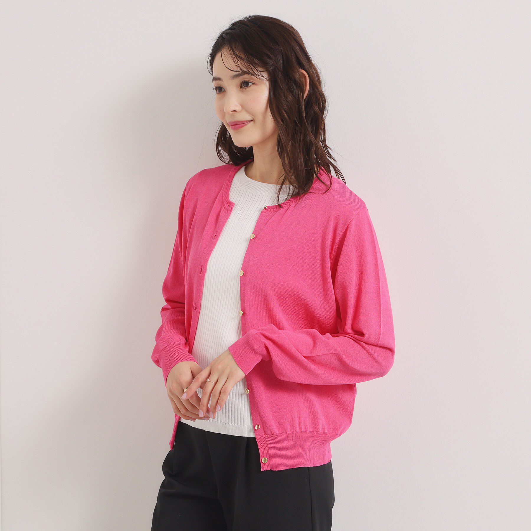 ITS&rsquo;DEMO「【UVカット／毛玉防止／手洗い可】クルーネックニットカーディガン」|カーディガン|