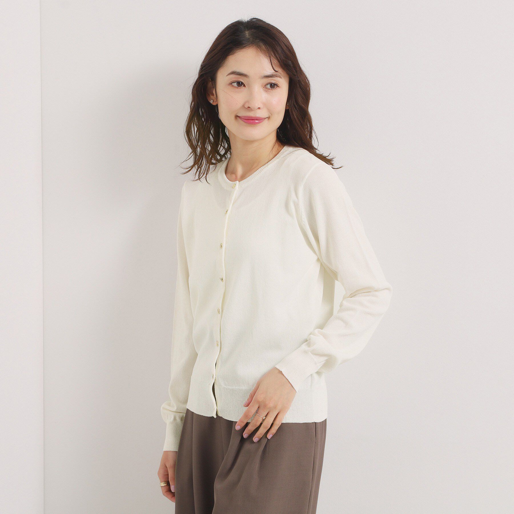 ITS&rsquo;DEMO「【UVカット／毛玉防止／手洗い可】クルーネックニットカーディガン」|カーディガン|