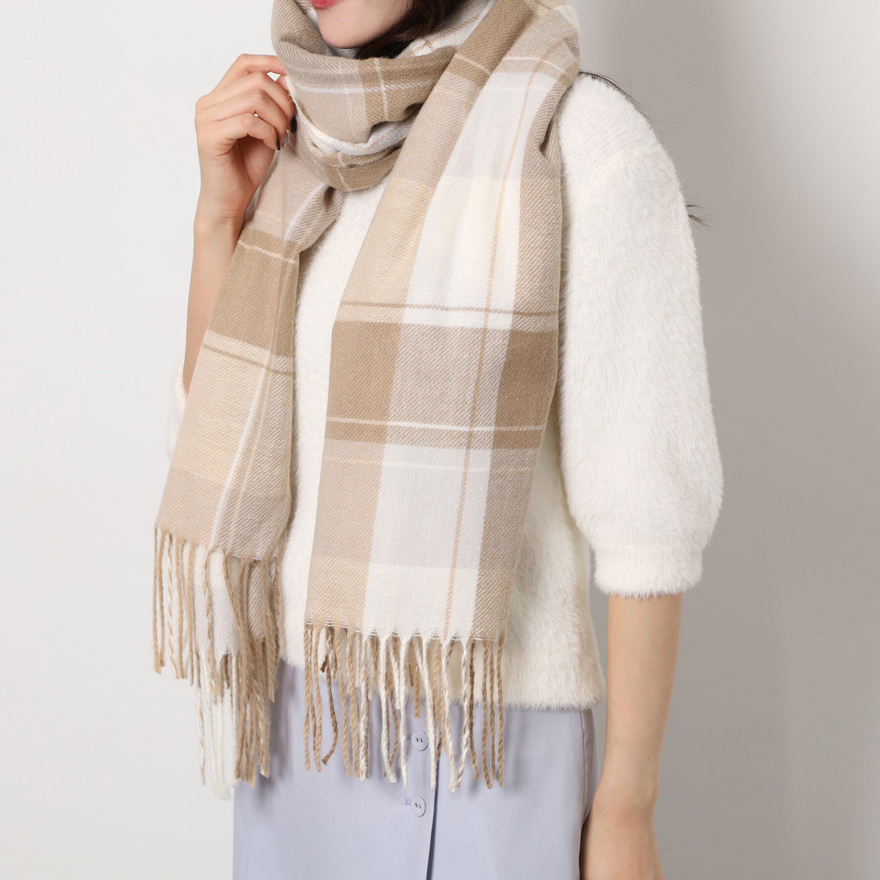 Ober Tashe「ソフトタッチチェックストール」|ストール|