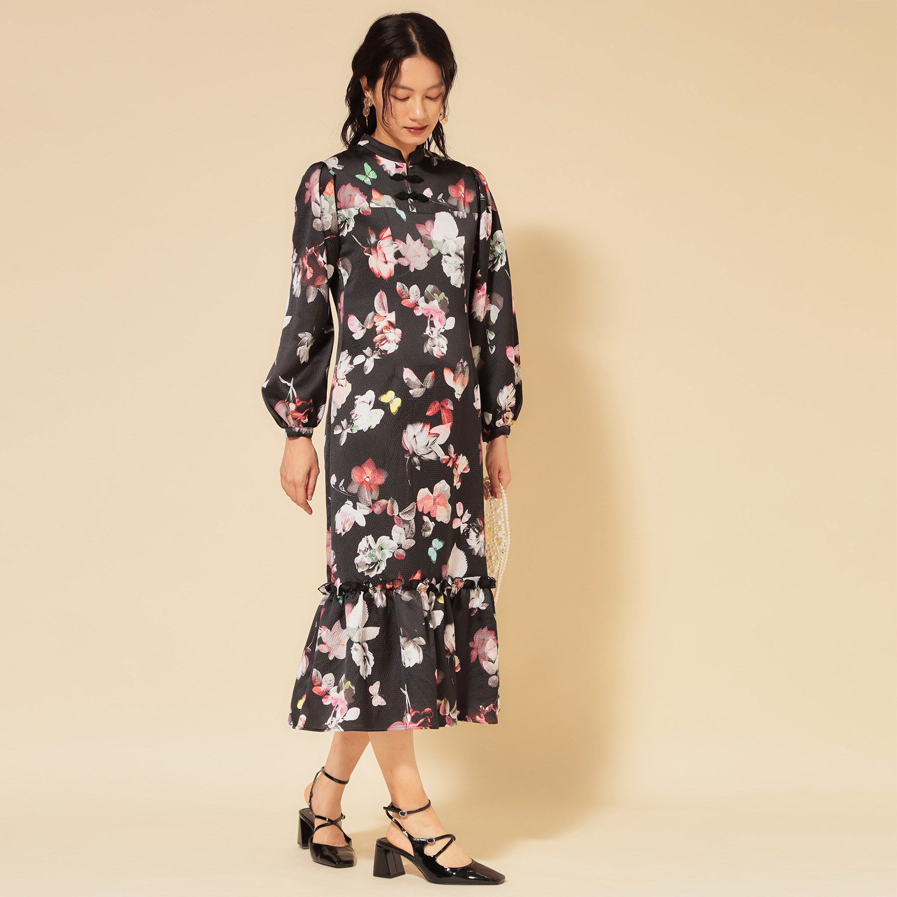 SunaUna「【COLLECTION LINE】チャイナ花柄ワンピース」|ワンピース|