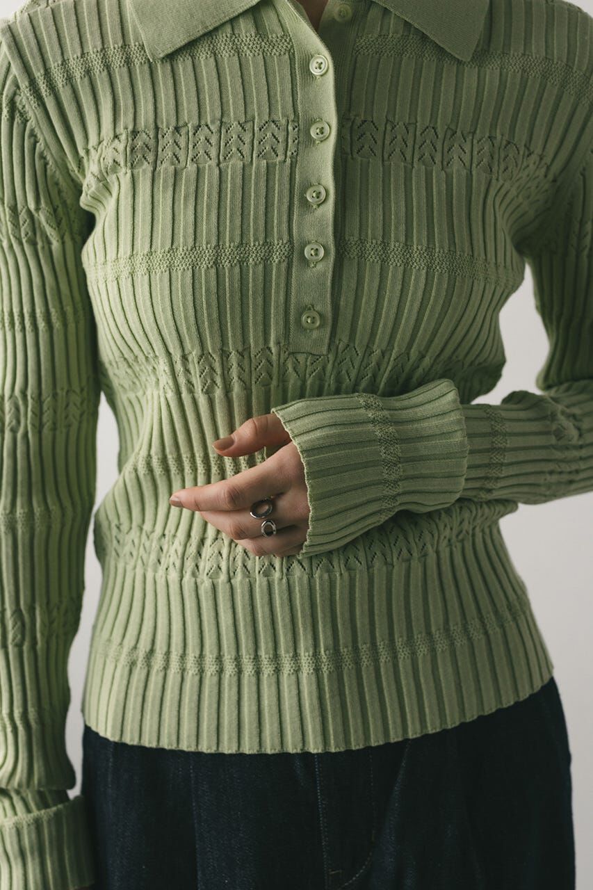 STYLEMIXER「アイレットリブニットポロ」|ニット・セーター|