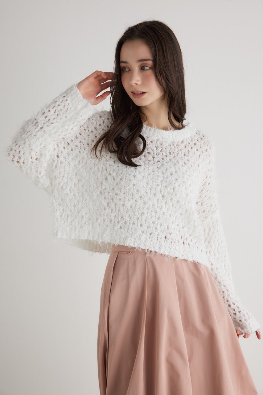 rienda「ラメシャギーメッシュKnit TOP」|ニット・セーター|
