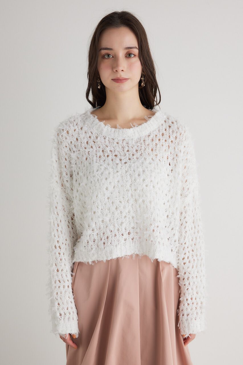 rienda「ラメシャギーメッシュKnit TOP」|ニット・セーター|