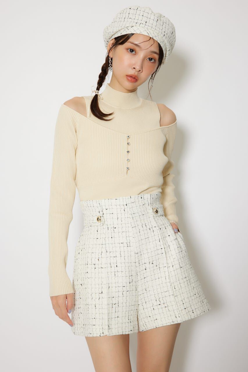 rienda「ハイウエストツイードショートパンツ」|その他|