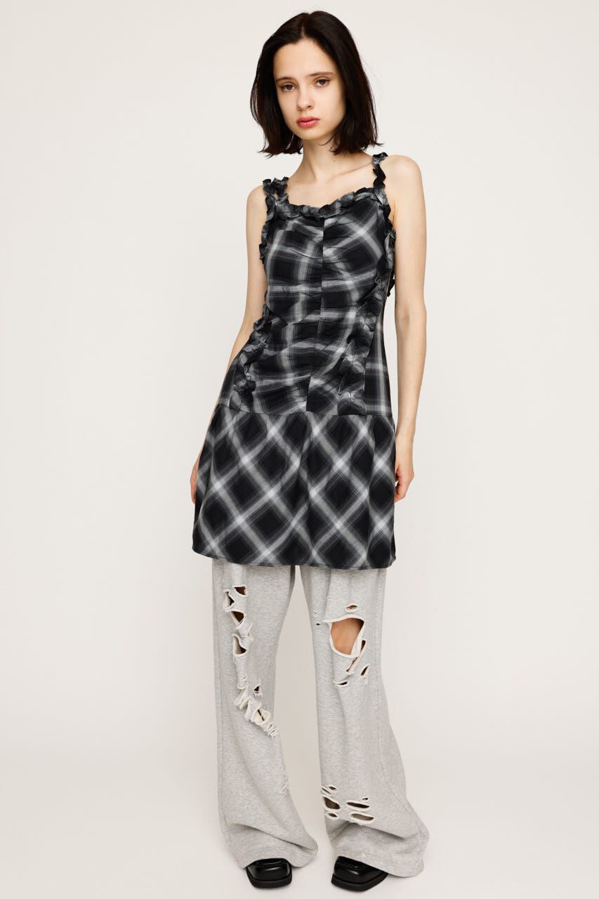 SLY「CHECK FRILL ショートワンピース」|ワンピース|