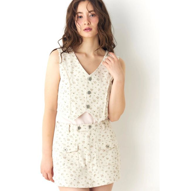 CALNAMUR「ツイルフラワーミニスカパン」|スカート|