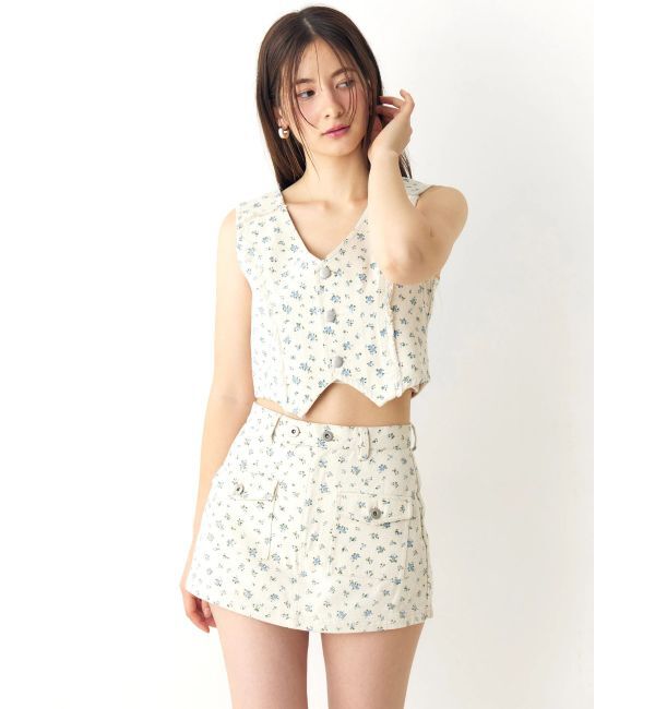 CALNAMUR「ツイルフラワーミニスカパン」|スカート|