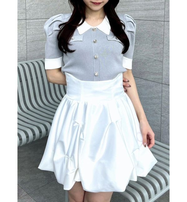 dazzlin「フロントボタンシャツカラーニットトップス」|ニット・セーター|