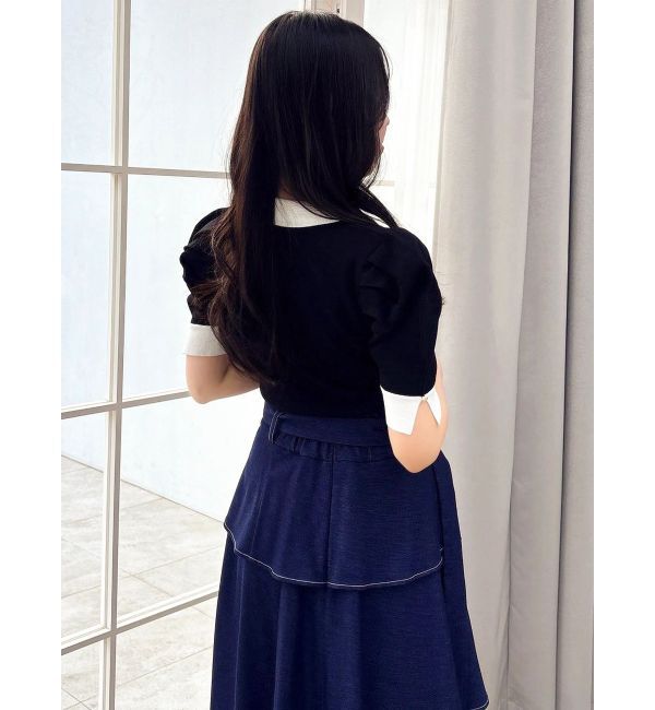 dazzlin「フロントボタンシャツカラーニットトップス」|ニット・セーター|