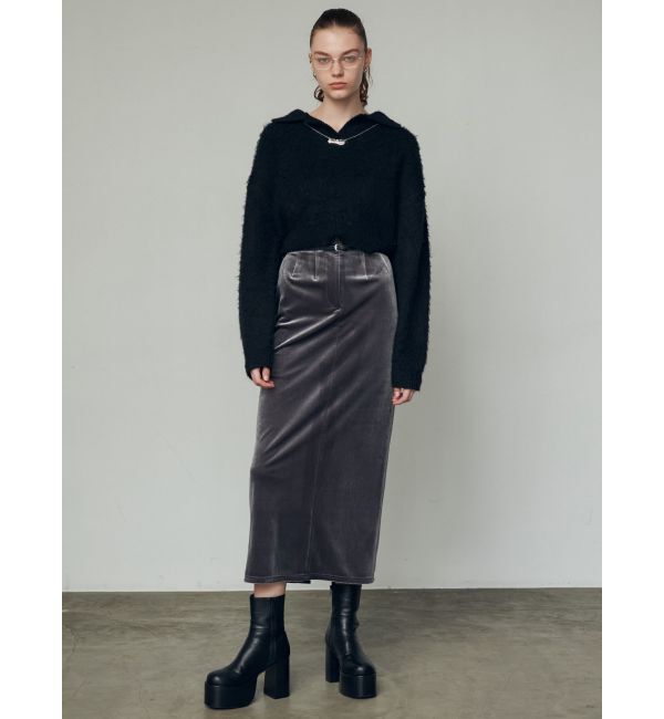 EMODA「【WEB限定】ハイウエストベルトベロアスカート」|スカート|