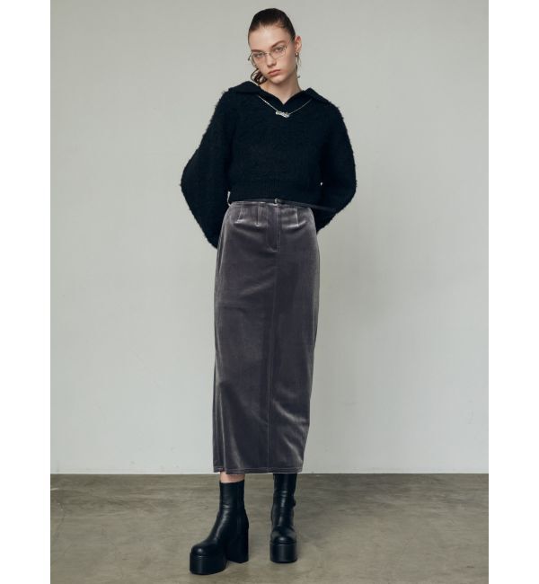 EMODA「【WEB限定】ハイウエストベルトベロアスカート」|スカート|
