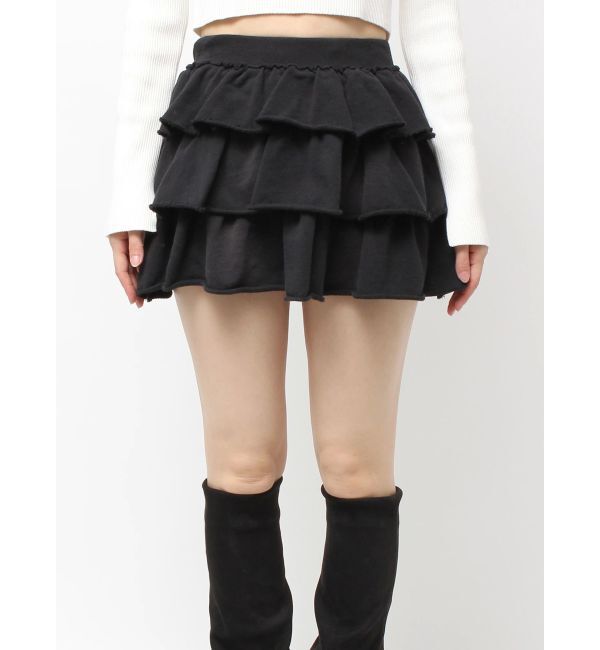 EMODA「スウェットティアードミニスカート」|スカート|ブラック