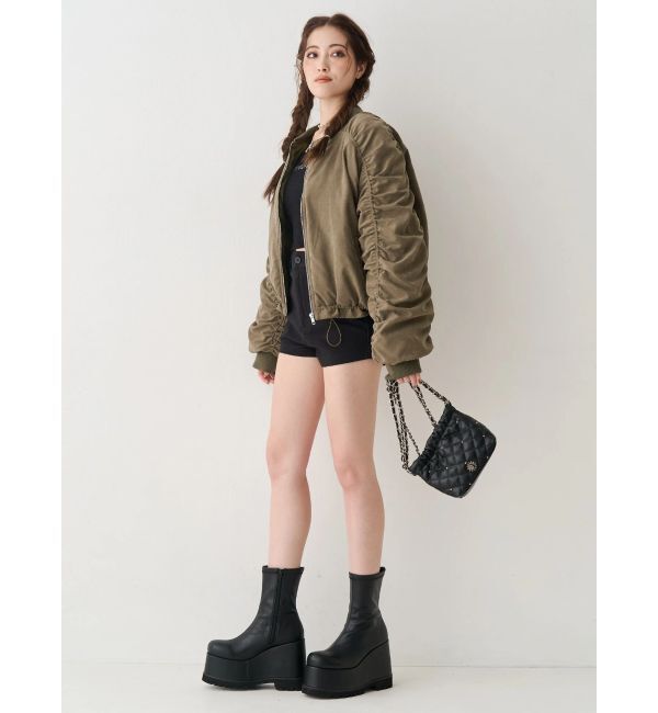 EVRIS「フェイクレザープラットフォームブーツ」|ショートブーツ|