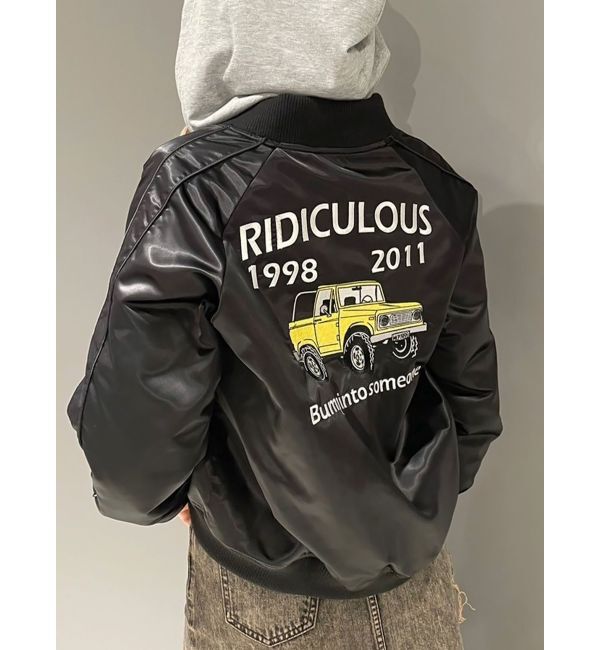 GYDA「【みちょぱコラボ】RIDICULOUS MCPサテンブルゾン」|ブルゾン・スタジャン|ブラック