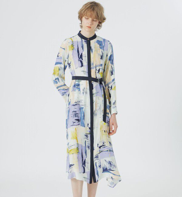  「ニュアンスプリントワンピース」|ワンピース|ブルー