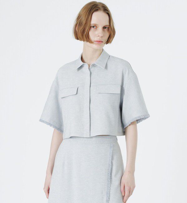  「フリンジハーフスリーブシャツ」|シャツ・ブラウス|サックスブルー
