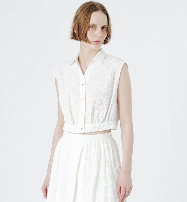  「ショートノースリーブブラウス」|シャツ・ブラウス|ホワイト