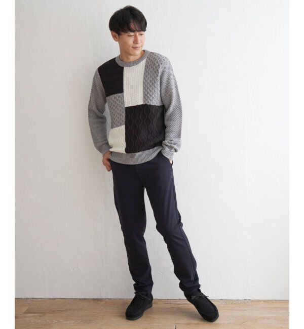 ikka「ブロックスジャガードニット」|プルオーバー|
