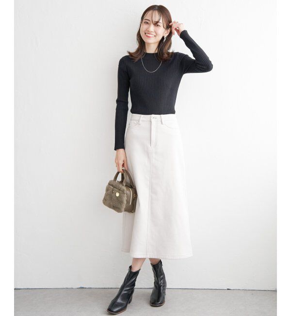 ikka「【洗濯機で洗える】クリーミーミニハイネックリブニット」|プルオーバー|