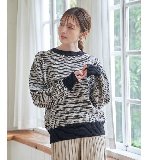 ikka「幾何ジャガードニットプルオーバー」|プルオーバー|